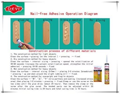 OEM Factory Crystal Clear Woodworking Liquid Glue Nail-Free Mounting Adhesive
